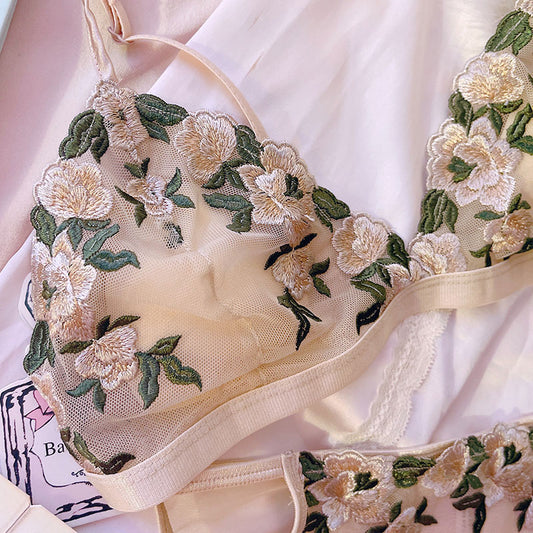 Vintage Braunes Blumen Baby Bralette Set 