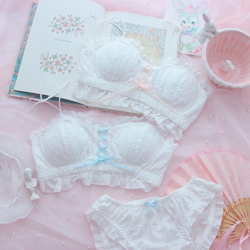 Japanese Lace Up Tube Top Lingerie Set
