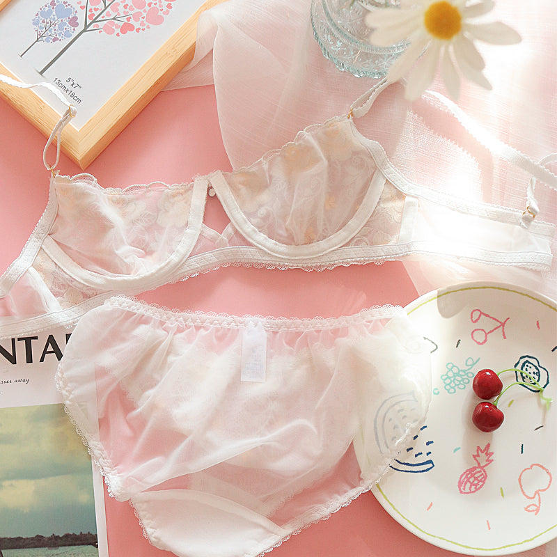 Vintage Brown Flower Baby Bra Set