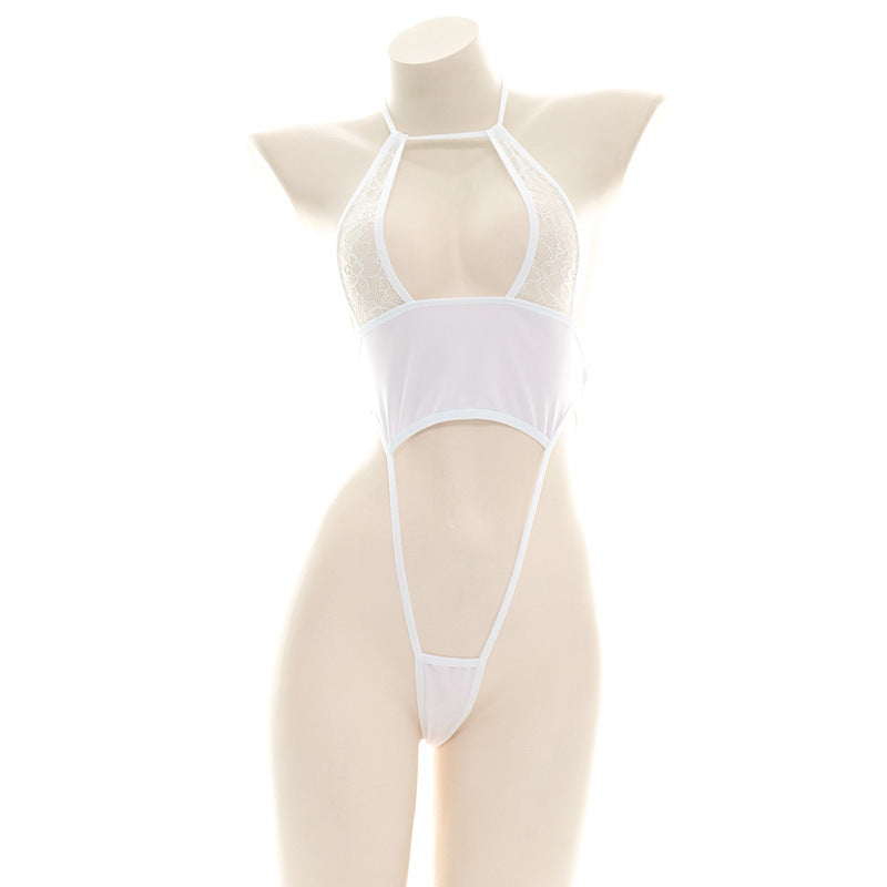 Sofyee  Sexy Mesh Open Back Tight-Fitting One-Piece