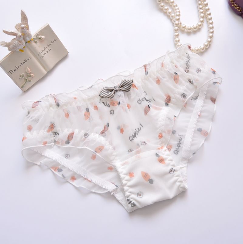 6 Stück-Kawaii Fruits White Kiss Me Höschen 