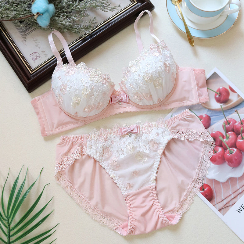 Sofyee Love Tumblr Aesthetic Japanese Lace Girly Flower Sweetie Heart Bra Set