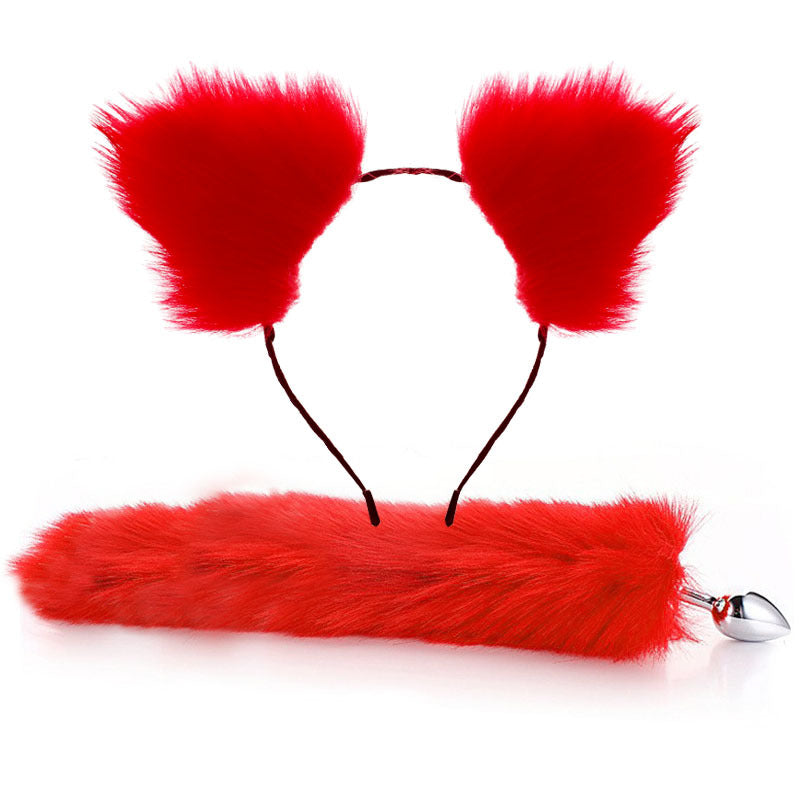 Colorful Anime Sexy Cat Ear Headband Butt Plug Tail Set