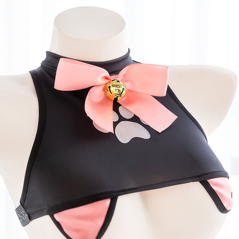 Anime Neko Cat Keyhole Japanese Style Cosplay Micro Bikini Set