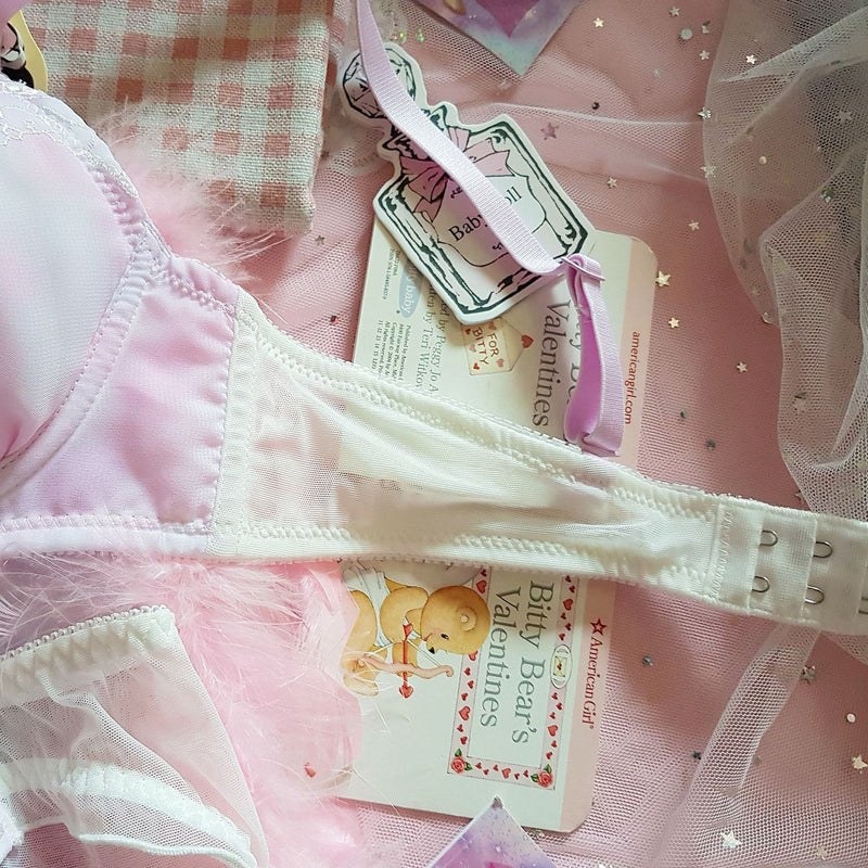 Sofyee Love Tumblr Ästhetisches BH-Set mit japanischer Spitze, Girly Dot Flower, Sweetie Heart 