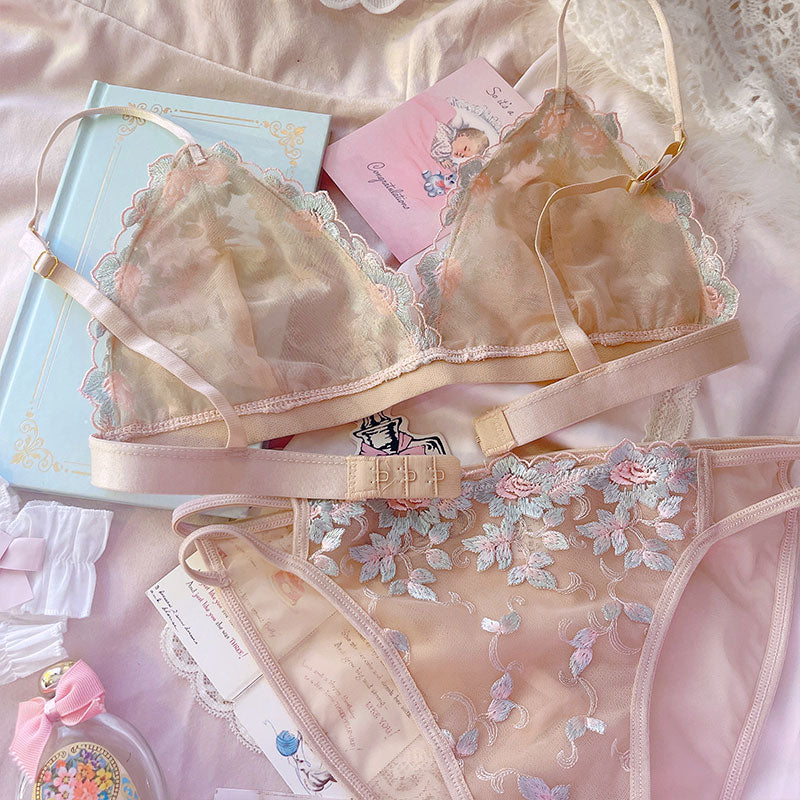 Mit rosa Cartoon-Pastell-Lover-Cute-Sweet-Baby-Bralette-Set 