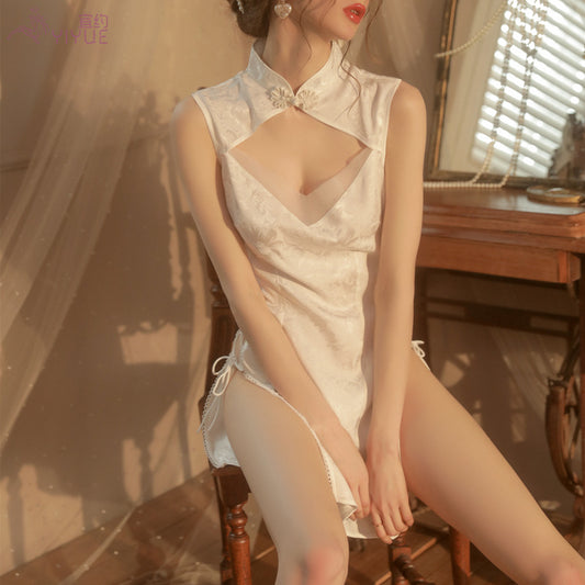 Anime-japanischer Stil, sexy Schlüsselloch-Schnürkleid, Dienstmädchen-Dessous 