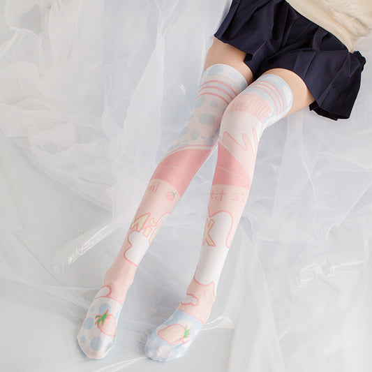 Strawberry Cake Milk Lolita Anime Knee High Long Socks