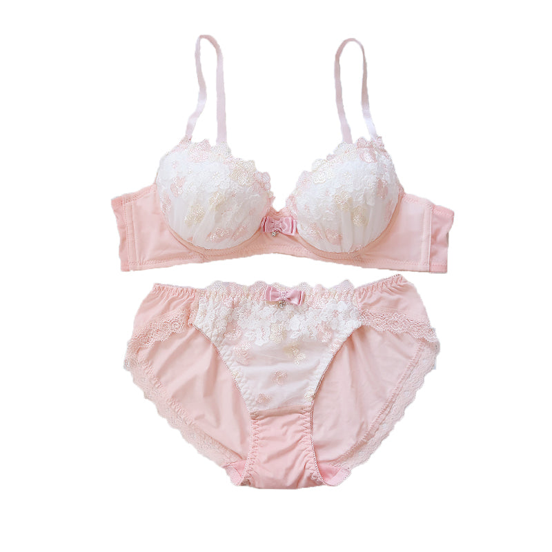 Sofyee Love Tumblr Aesthetic Japanese Lace Girly Flower Sweetie Heart Bra Set