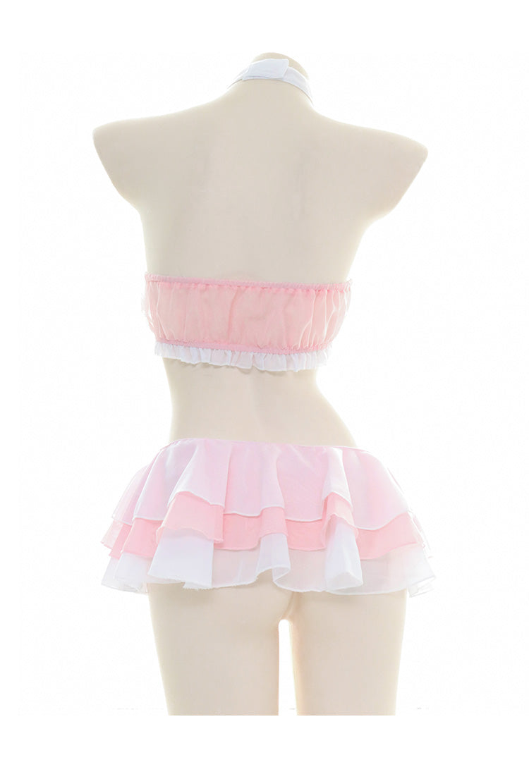Kawaii Pink Cat Ruffle Girl