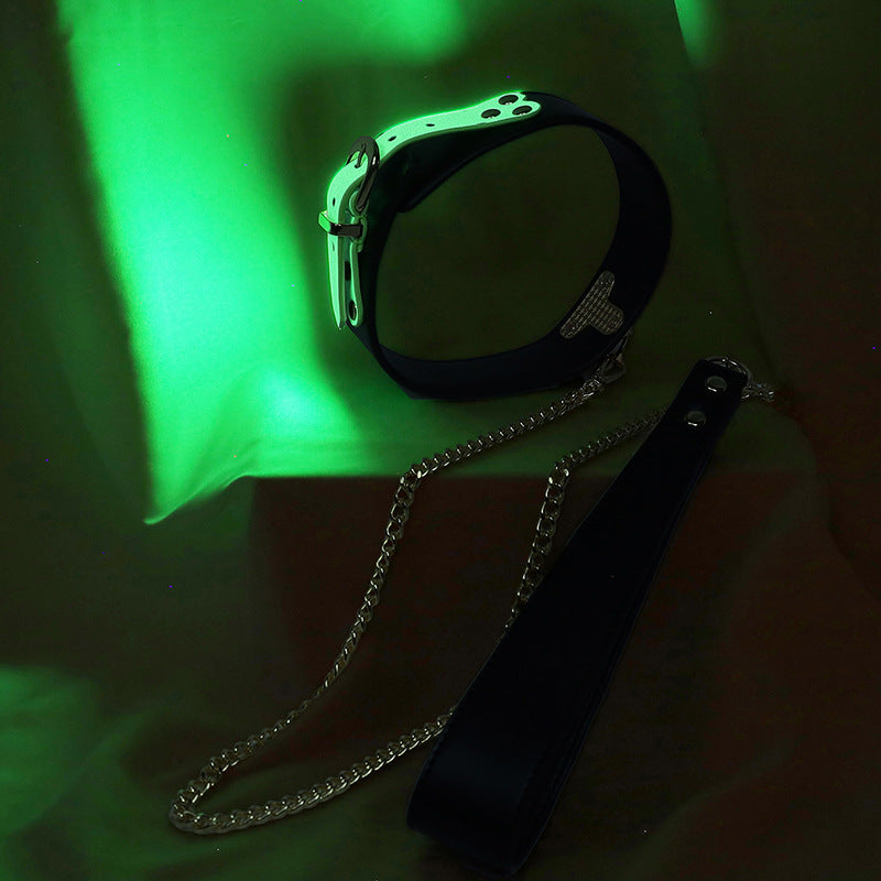 Night Light Luminescent Sexy Leather BDSM Set