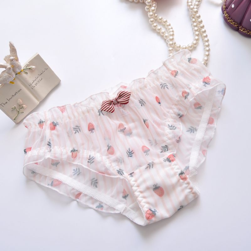 6 Stück-Kawaii Fruits White Kiss Me Höschen 
