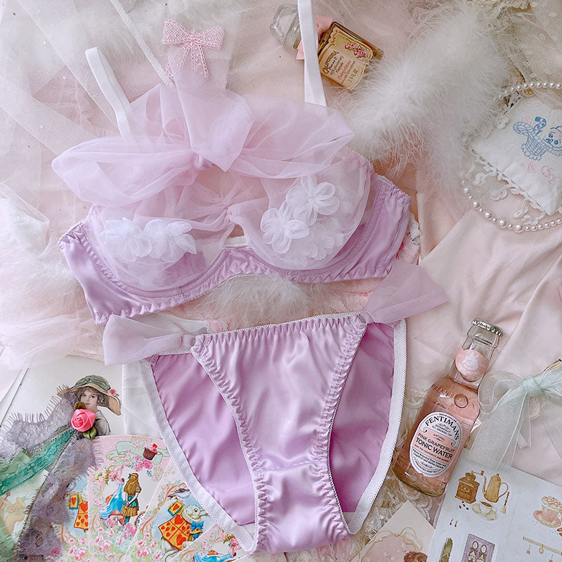 Pink Sheer Girly Bra Set