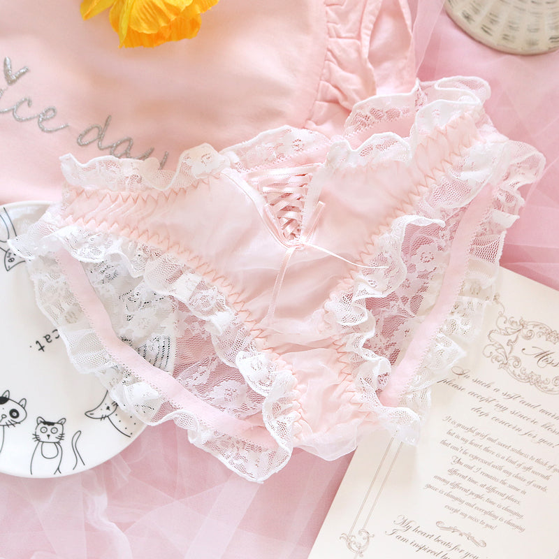 Sweet Strawberry Pie Japanese Girl Heart Bandage Lace Panties