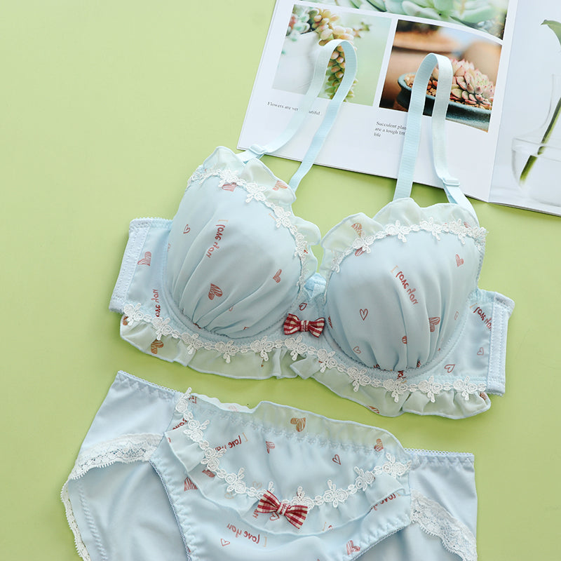 Sofyee  Japanese Sweet Lace Bow White Underwear Set