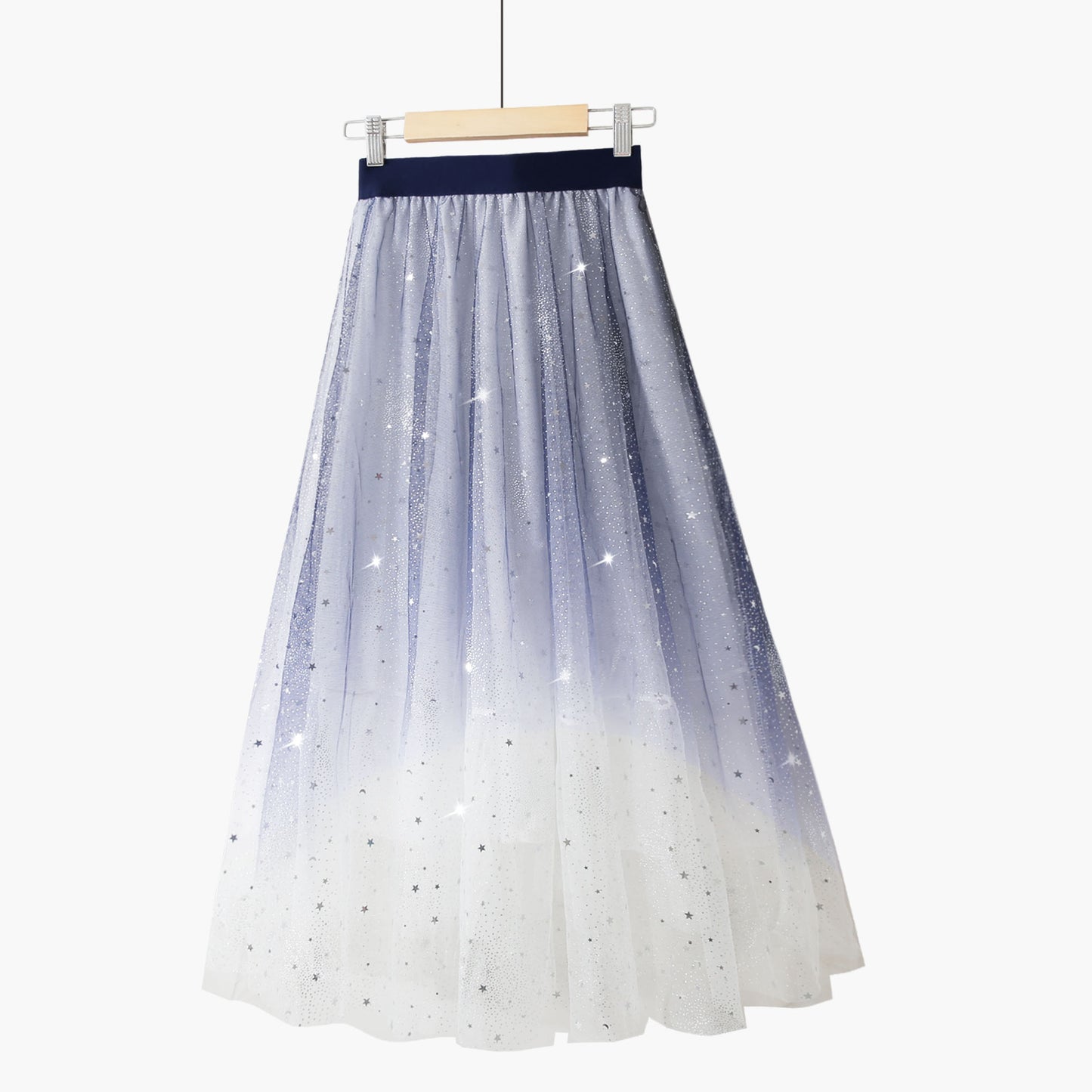 Starring Night Pastel Korean Ruffle Flower Ulzzang Long Skirt