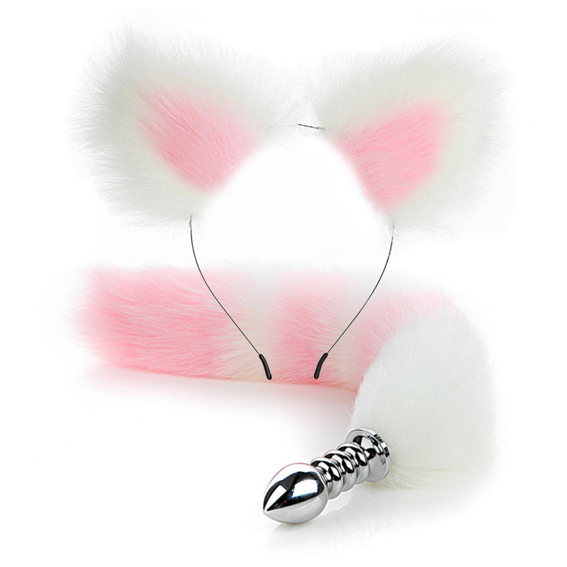Colorful Anime Sexy Cat Ear Headband Butt Plug Tail Set