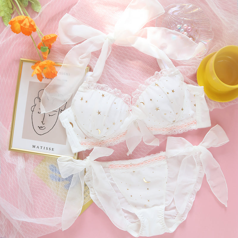 Japanese Kawaii Anime Starring Night Bow Bras And Panty Set