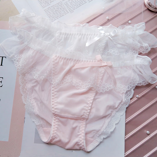 3pcs-Kawaii Cheekie Sweet White Kiss Me Panty