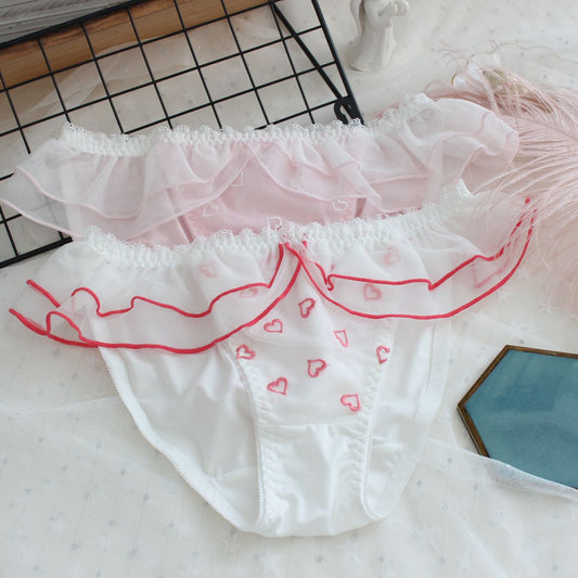 2pcs-Kawaii Girl Bow White Kiss Me Panty
