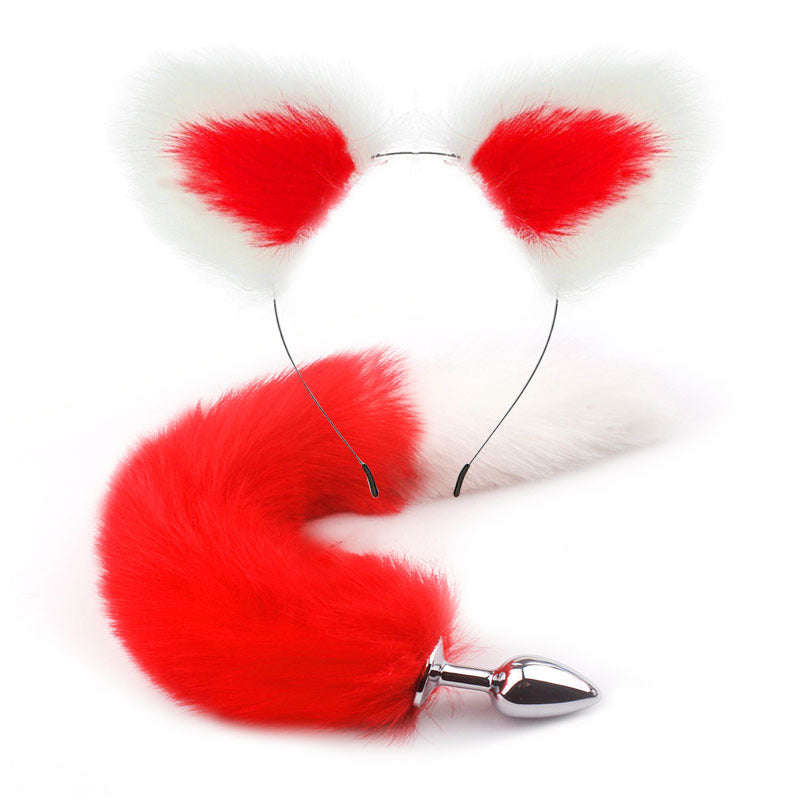 Colorful Anime Sexy Cat Ear Headband Butt Plug Tail Set
