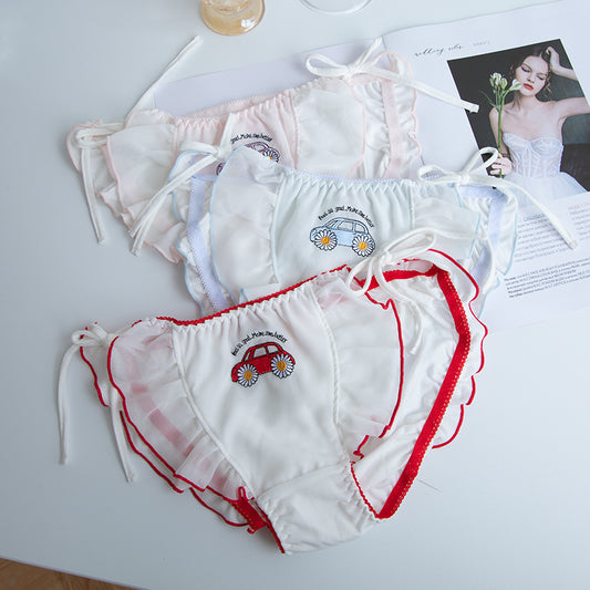 日本の柔らかい女の子の女性の2次元包帯と流れるようなフリルのパンティー