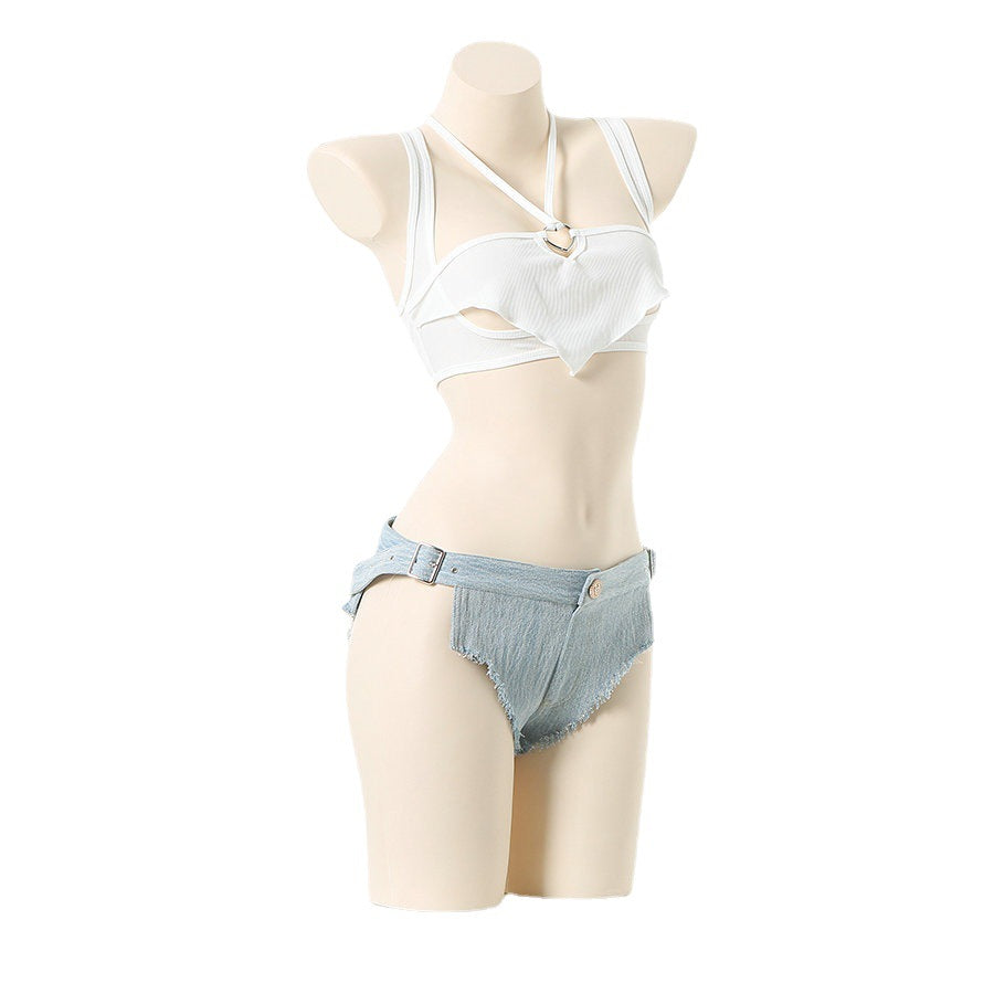 Sexy Japanese School Girl Uniform Denim Set - Night Club