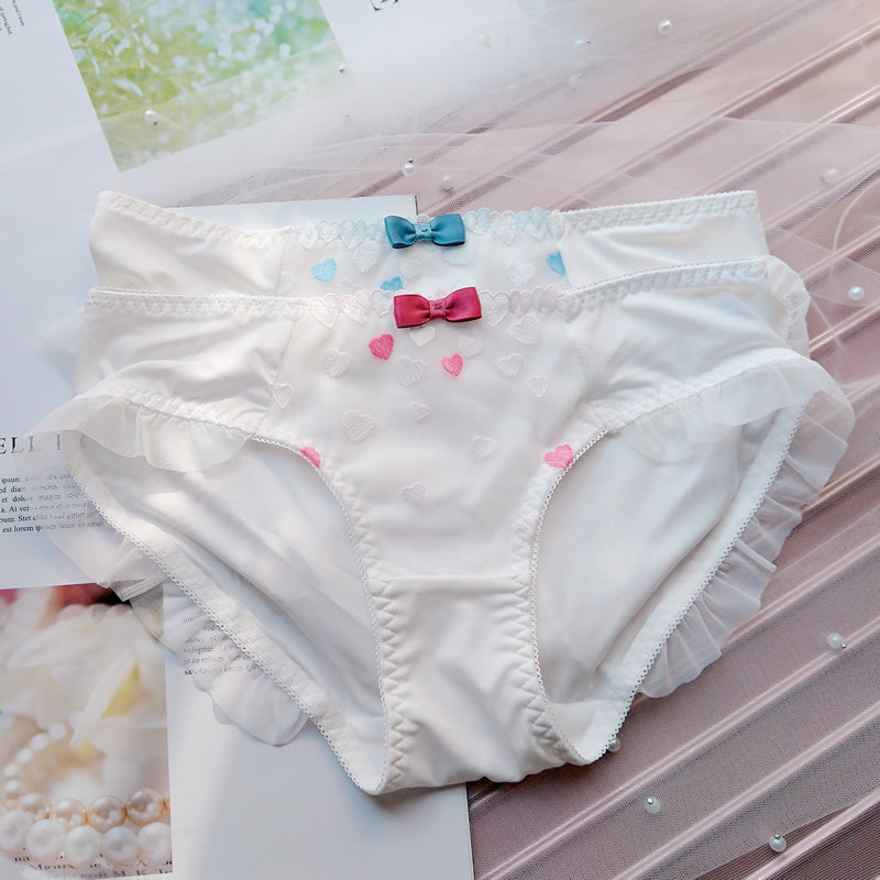 3pcs-Kawaii Love Sweet White Kiss Me Panty