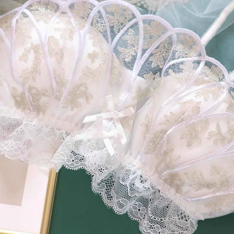Japanese vintage princess lace embroidery sweet bra set