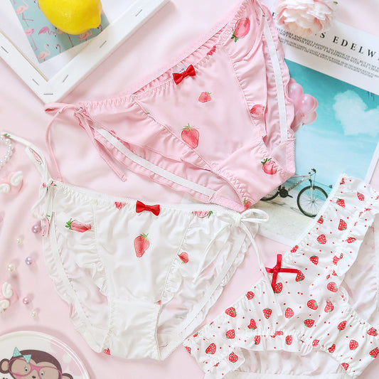 3pcs-Kawaii Fruit Sweet White Kiss Me Panty