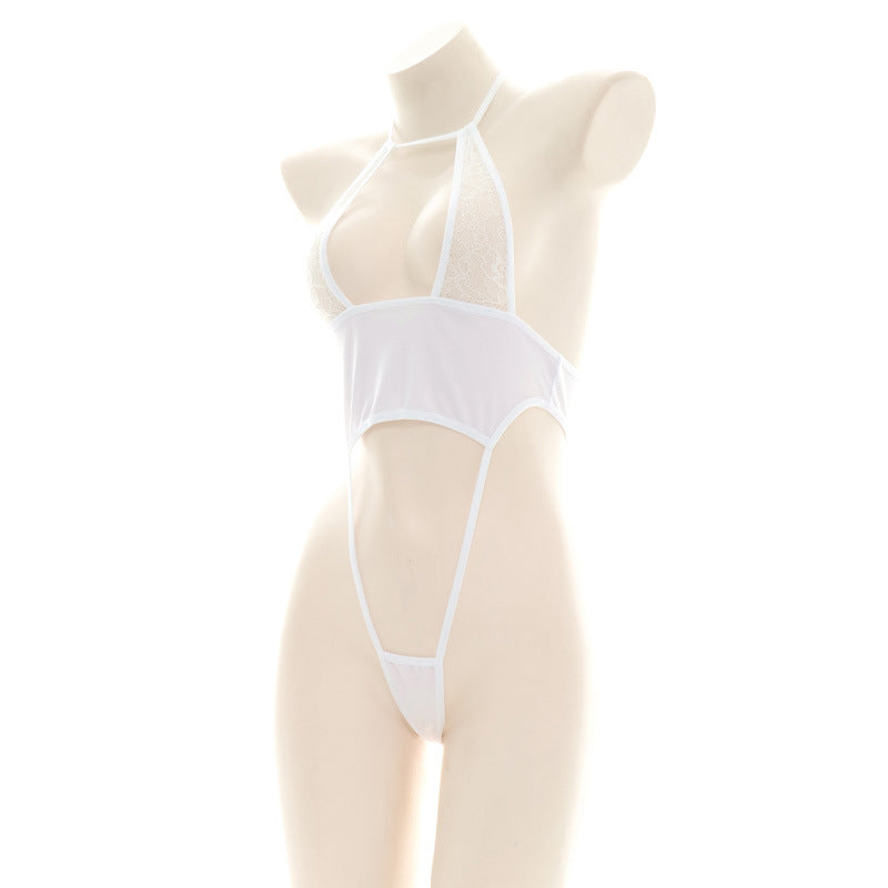 Sofyee  Sexy Mesh Open Back Tight-Fitting One-Piece
