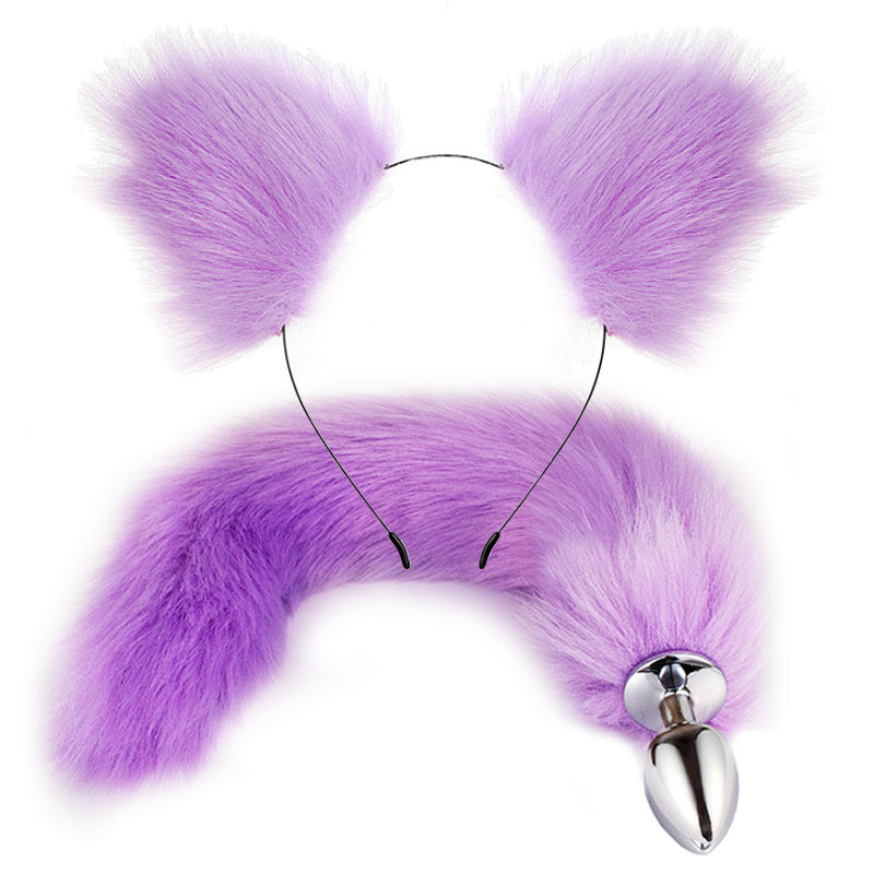 Colorful Anime Sexy Cat Ear Headband Butt Plug Tail Set