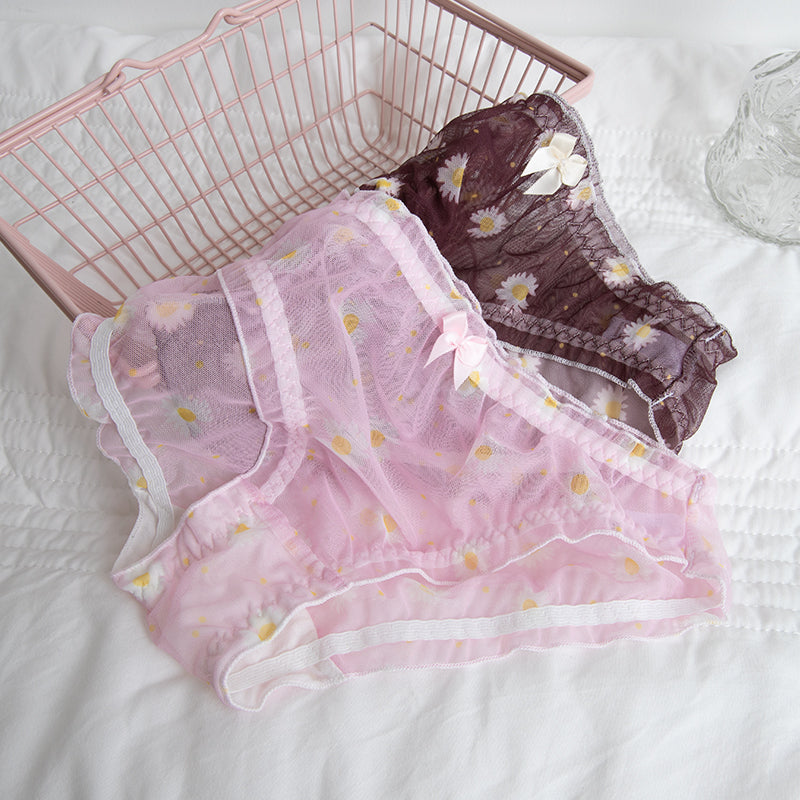 Japanese net yarn cute little wrinkle chrysanthemum sexy panties