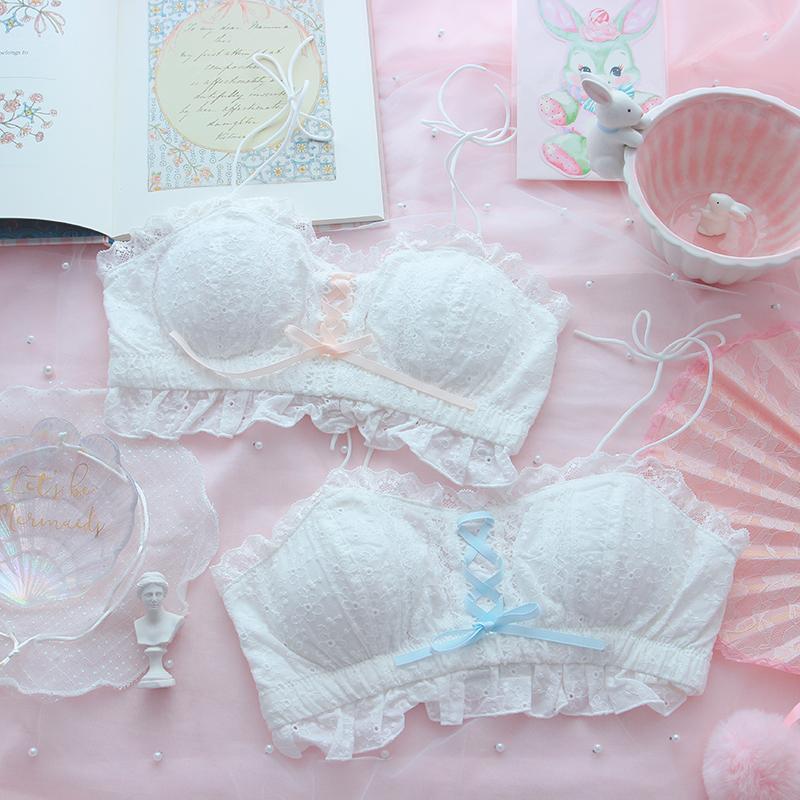 Japanese Lace Up Tube Top Lingerie Set