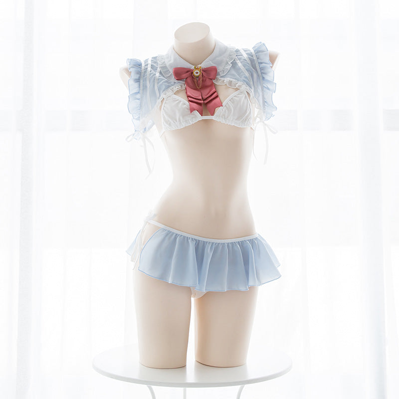 Japanese Ribbon Chiffon Sexy Kawaii Ruffle Anime Cat Bunny Lingerie