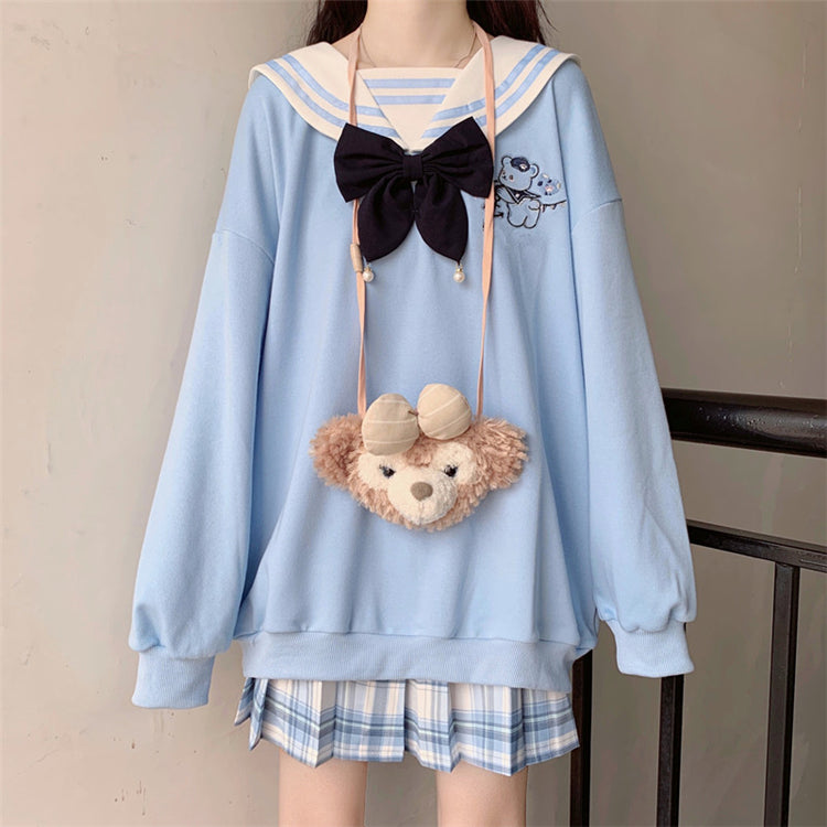 Japanese college style sweet navy student long sleeve