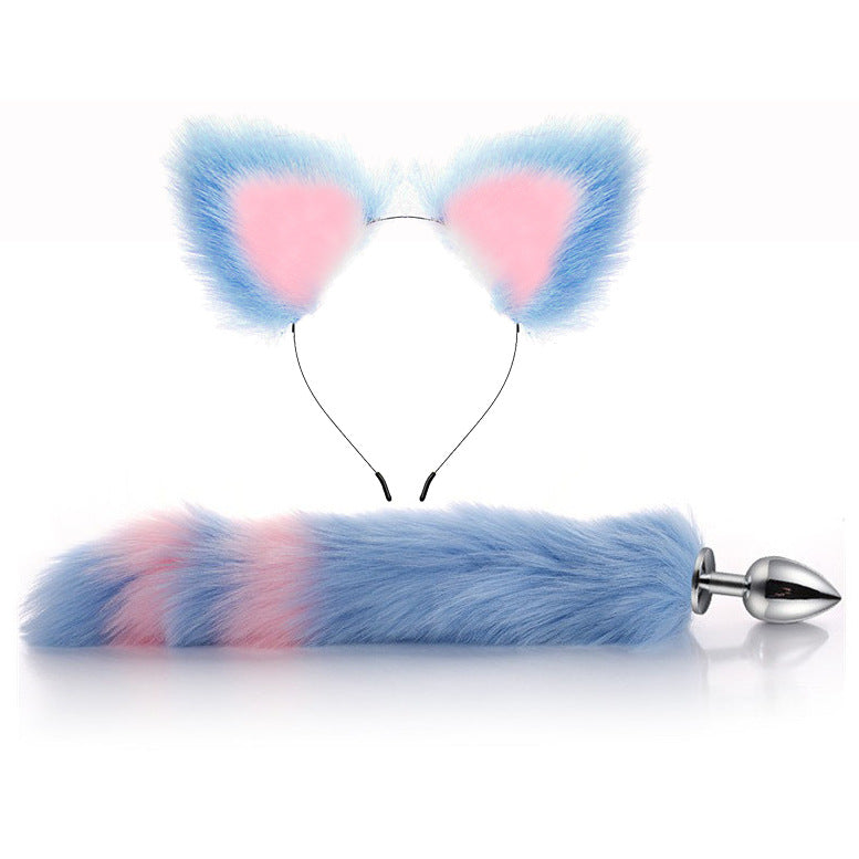 Colorful Anime Sexy Cat Ear Headband Butt Plug Tail Set
