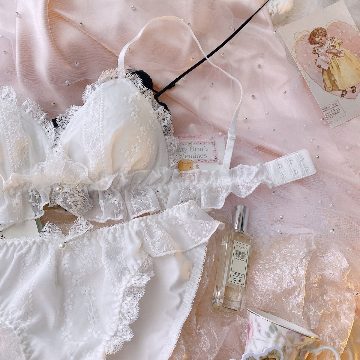 Sofyee  Japanese White Chiffon Sweet Lace Without Steel Ring Suit