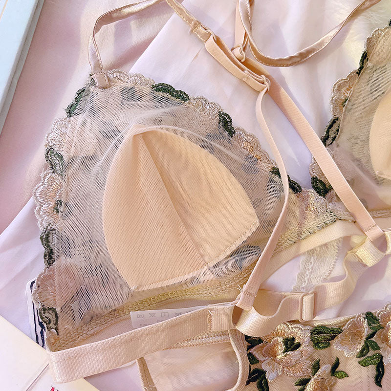 Vintage Braunes Blumen Baby Bralette Set 