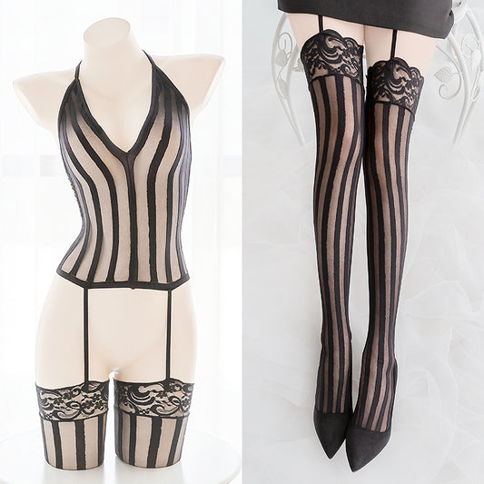 Garter Belts Sexy Black Sheer Full Body Bondage Fishnet Body Stocking