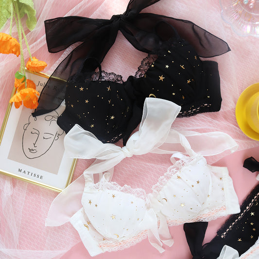 Japanese Kawaii Anime Starring Night Bow Bras And Panty Set