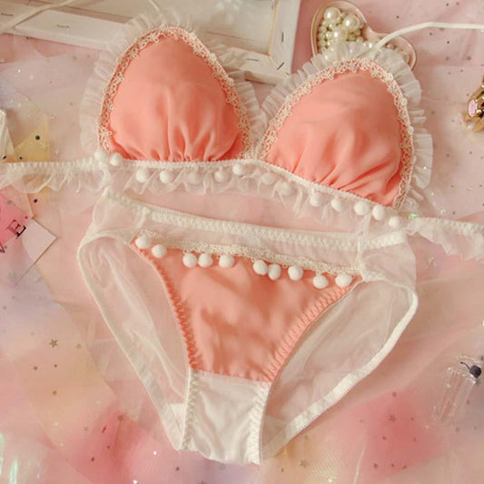 Pink Cartoon Pastel Lover Cute Sweetie Baby Bralette Set