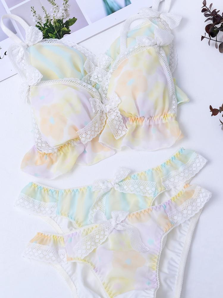 Sofyee Kawaii Japanese Harajuku Pastel Ruffle Bralette Set