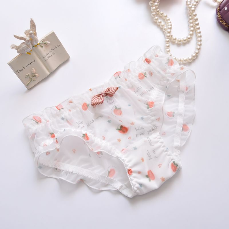 6 Stück-Kawaii Fruits White Kiss Me Höschen 