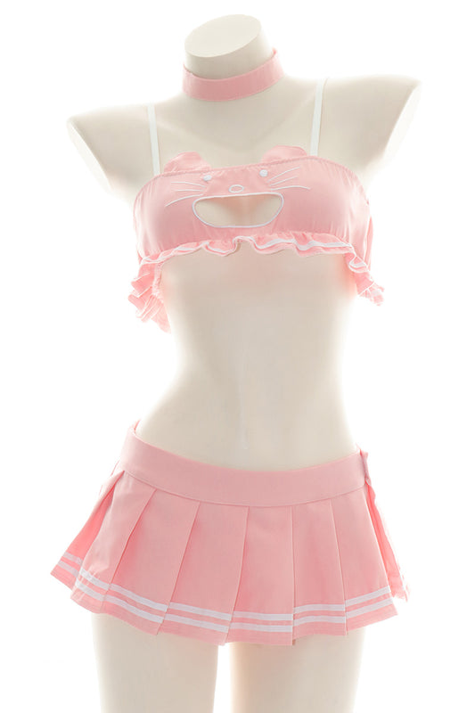 Sexy Anime Kawaii Neko Keyhole Cat School Girl