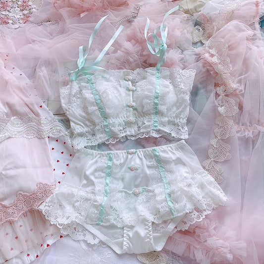 Kawaii Lolita Flower Tube Top Lingerie Set