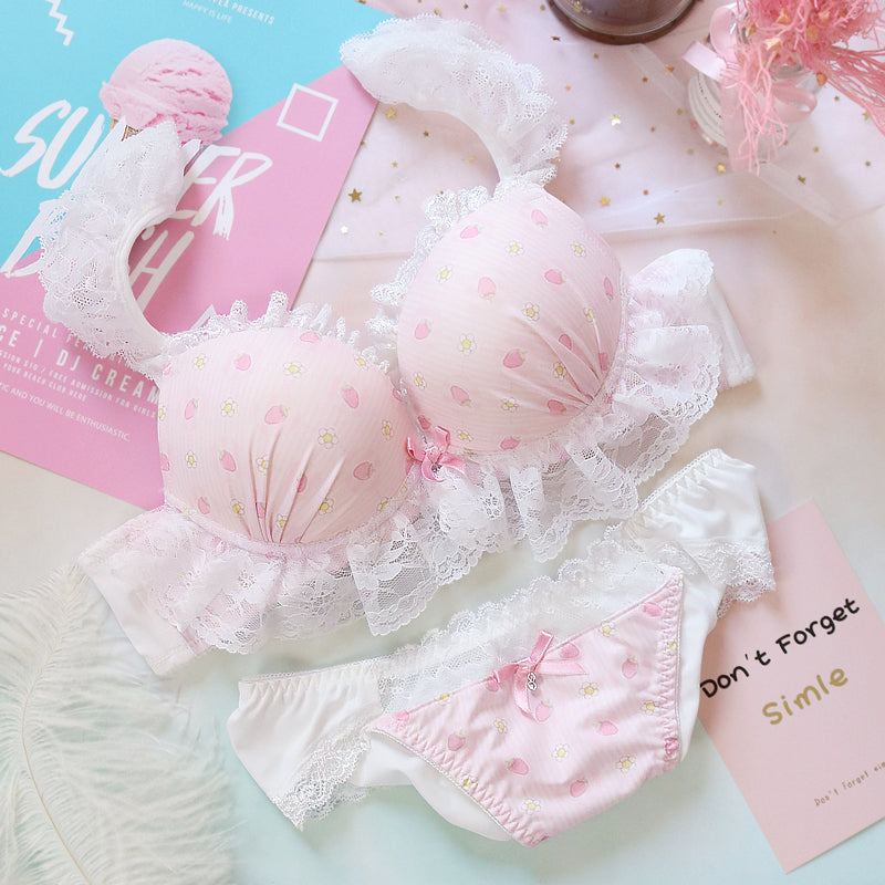 Sofyee Flower Dot Flower Bra Set