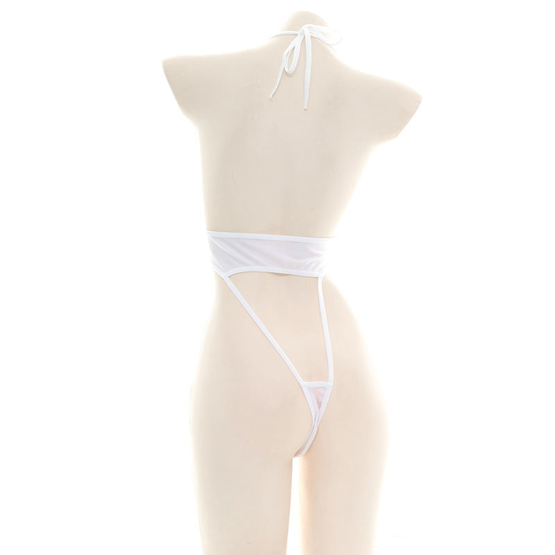 Sofyee Sexy Lace-Up White Mesh Open Back Bodysuit