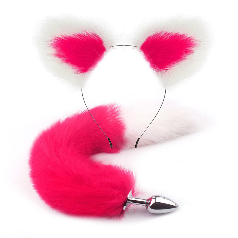 Colorful Anime Sexy Cat Ear Headband Butt Plug Tail Set