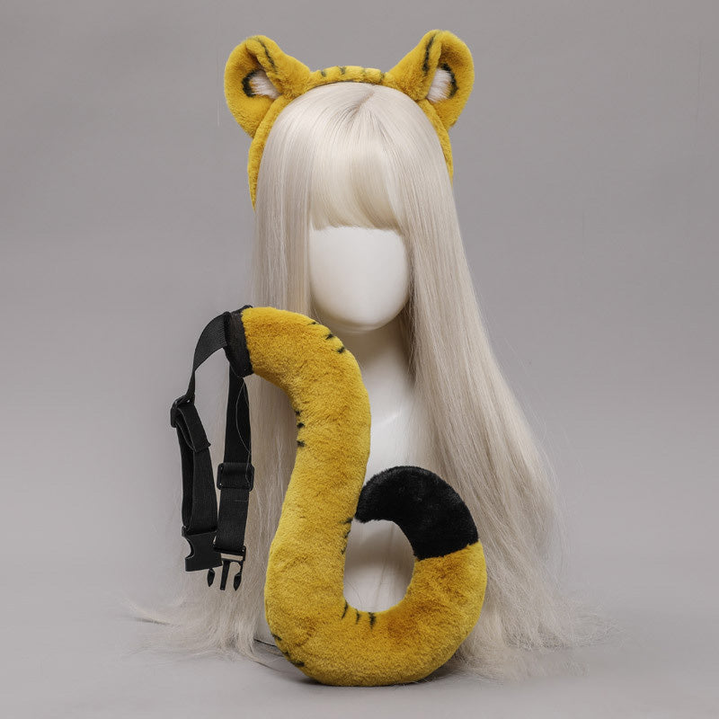 Anime Sexy Kawaii Tiger Girl Cosplay Headband Tail Set
